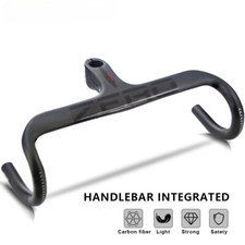 Carbon Road Bike Integrated Handlebar 1-1/8" Internal Routing Drop Bent Bar