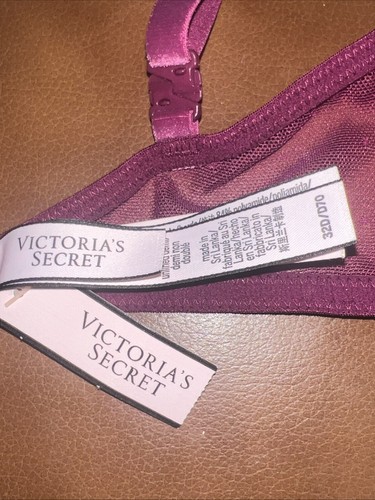 Victoria's Secret Unlined Lace Trim Velour Demi Bra 32D NWT #1848 - Picture 5 of 5