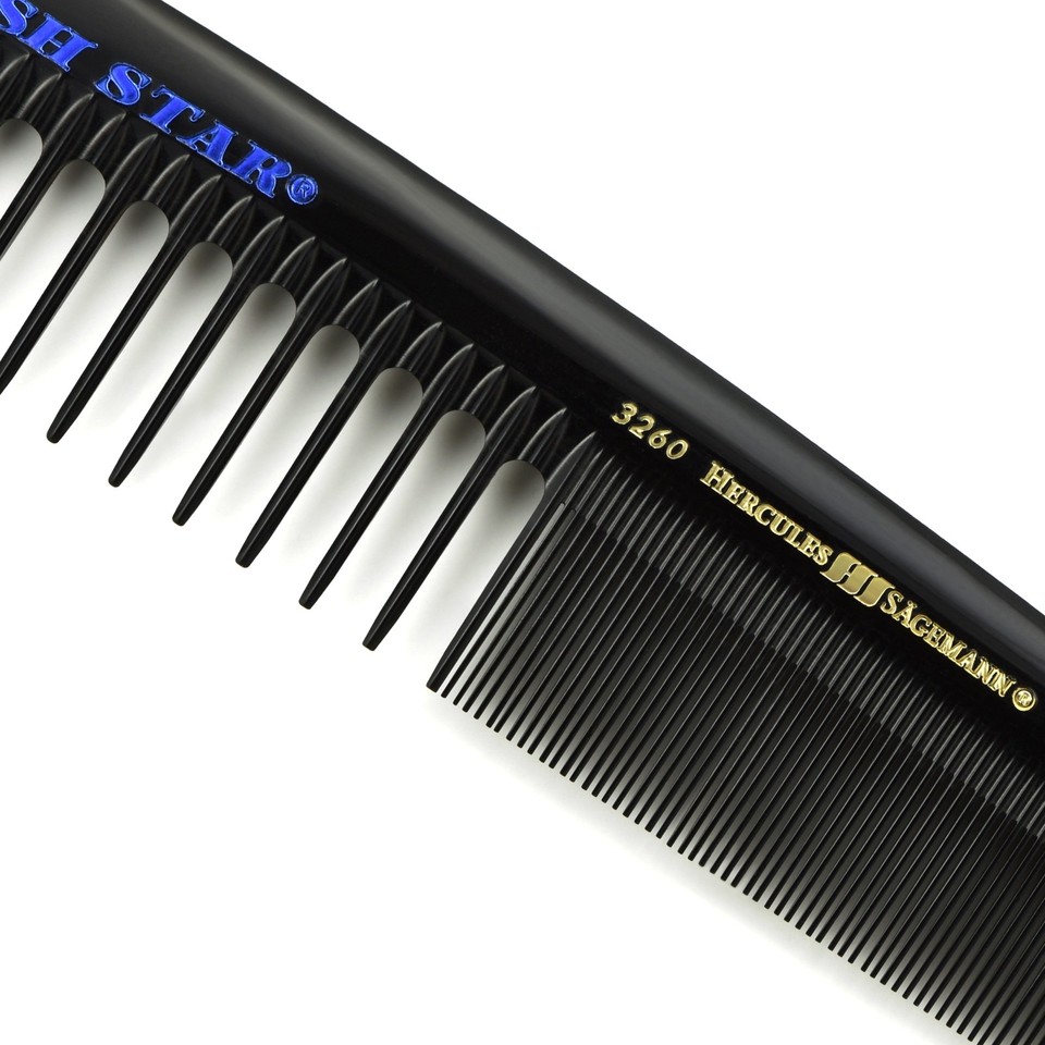 Hercules Sägemann Starline Mesh Star Frisierkamm - Ebonit, 9 Zoll, Mit Strähnenzahnung