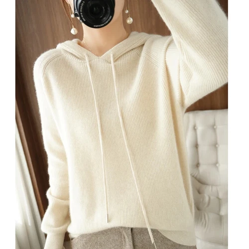 Damen Strick Pullover Hoodie Langarm Slim Fit Komfort Freizeit Pulli Mode - Bild 6 von 38