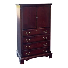 1990s Lexington Chippendale Mahogany Highboy Dresser or Armoire With A/V Cabinet