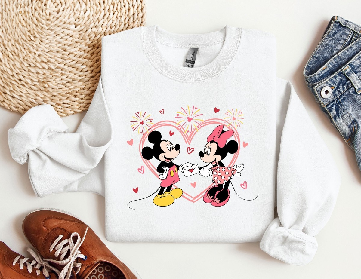 Mickey and Minnie Heart, Valentines Day Crewneck, Disney Valentine, Gift  for her - Main Image