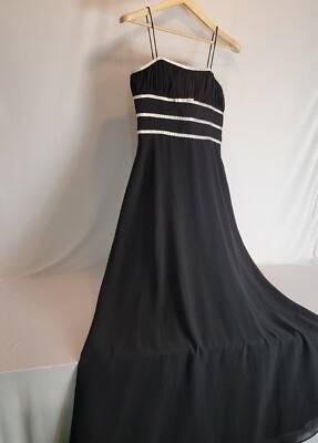 De Laru Evening Prom Dress Black White Sz 9/10 Tule Spaghetti