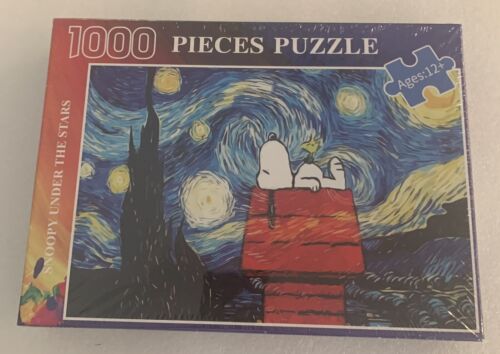 PEANUTS SNOOPY UNDER THE STARS VINCENT VAN GOGH PUZZLE 1000 PIECES COLLECTIBLE