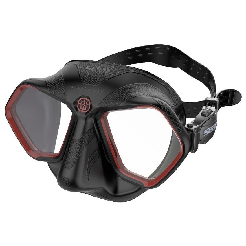 MASCHERA SUBACQUEA SEAC RAPTOR BLACK RED SUB PESCA APENA SILICONE FRAMELESS MASK