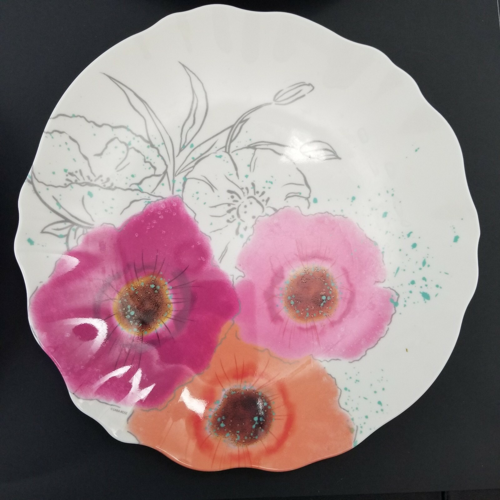 Set of 4 Zak! Sara Rose Melamine Dinner Plates 10"