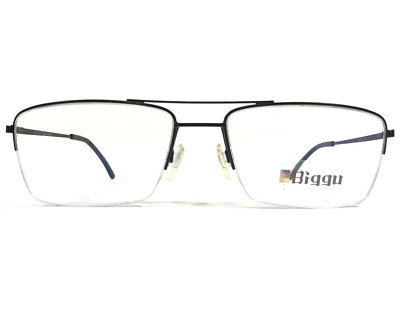 Biggu Eyeglasses Frames B767 Col01 Black Rectangular Half Rim 58-18-150