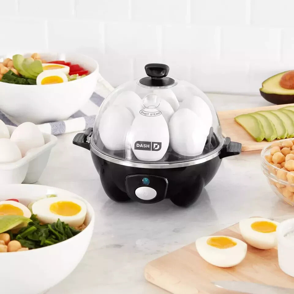 7-Egg Dash Rapid Electric Cooker for Hard Boiled Poached Scrambled Eggs in Black