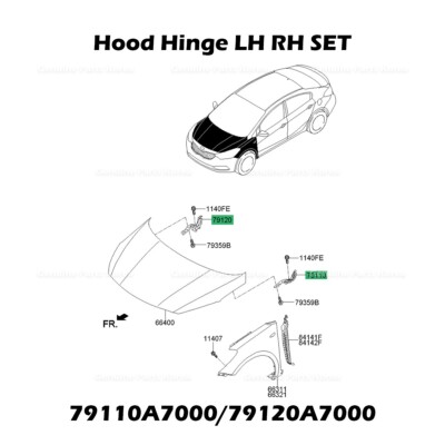Hood Hinges Set of 2 Driver & Passenger Side Sedan