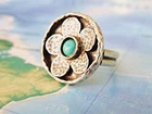 Vintage Sterling Silver 925 Artisan Turquoise Pinky Ring Size 6.5