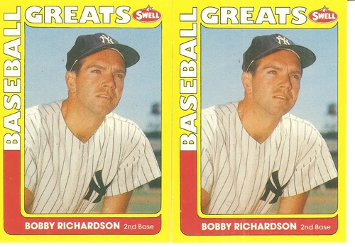 2 CARD 1990 SWELL GREATS BOBBY RICHARDSON BASEBALL CARD LOT #75