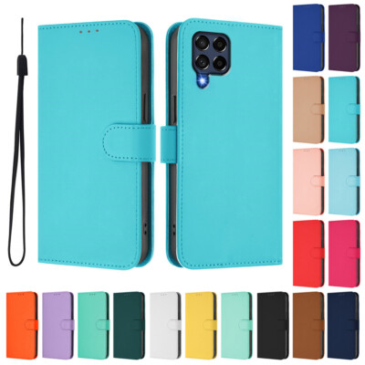 Hülle für Samsung A8 A5 A6 J4 J6 Einfarbig PU Leder Brieftasche Case Handyhülle