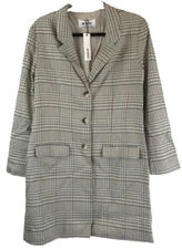 BB Dakota Plaid Reputation Boyfriend Coat - Women's Size Small- Taupe