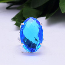 Blue Topaz Gemstone 925 Sterling Silver Beautiful Handmade Ring All Size SR2034