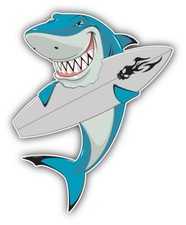 White Shark Surfboard Car Bumper Sticker Decal