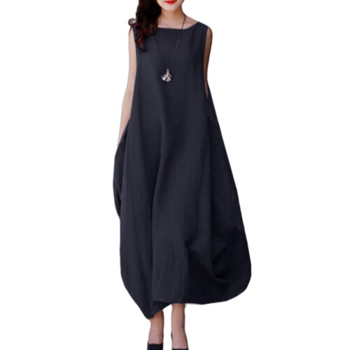 Damen Sommer-Maxikleid Urlaubkleid Taschen Strandkleid Freizeitkleid - Bild 6 von 17