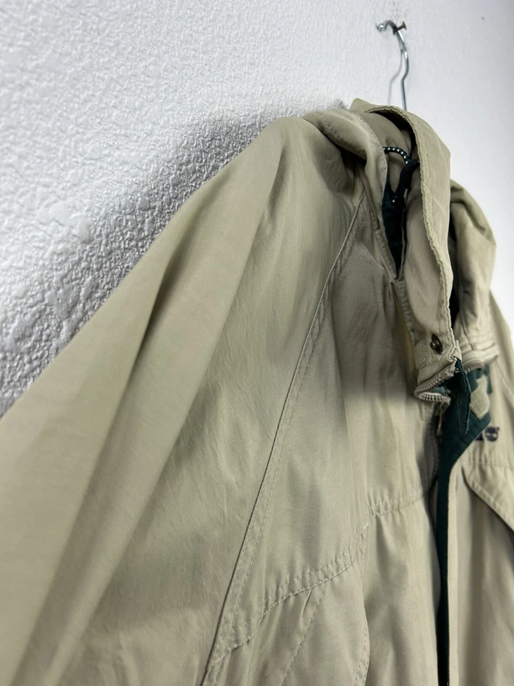 Timberland Weathergear Mens Khaki Hooded Jacket Size XL Pockets Warm Hooded - Image 4 of 4