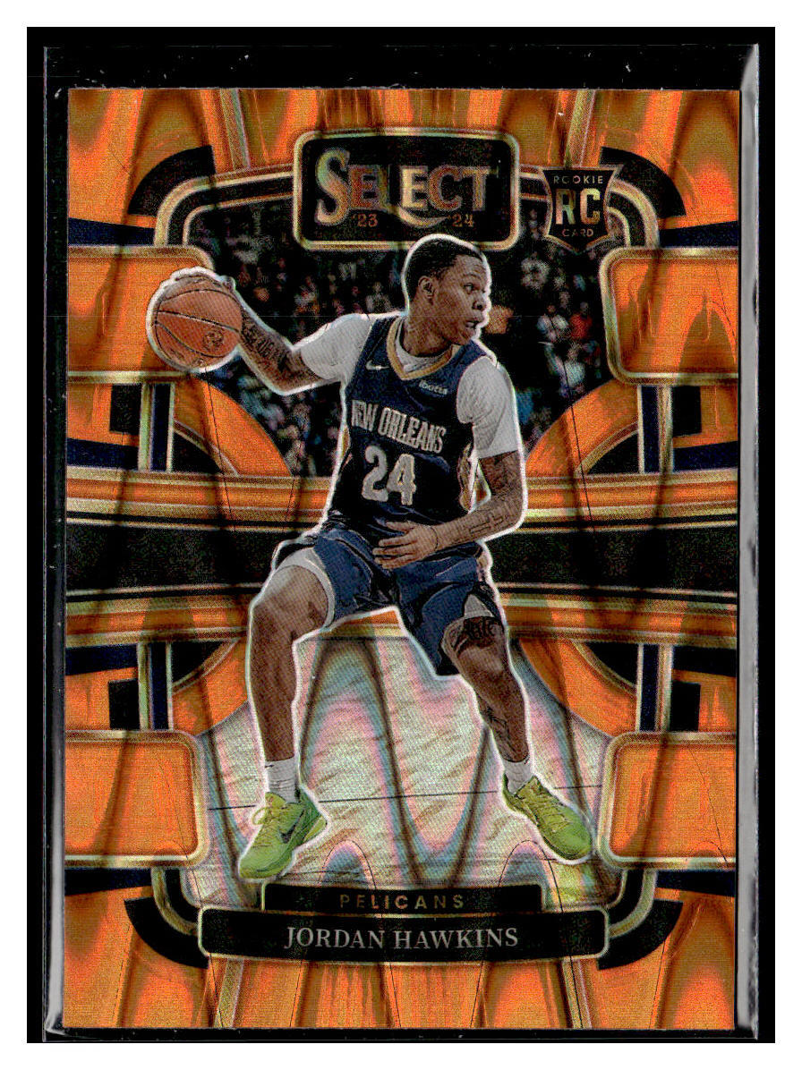 2023-24 Panini Select #72 Jordan Hawkins Concourse Orange Tectonic RC Pelicans