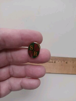 Soviet Russia S/R red green Gold Oval Crest vintage lapel pin Tie Tack