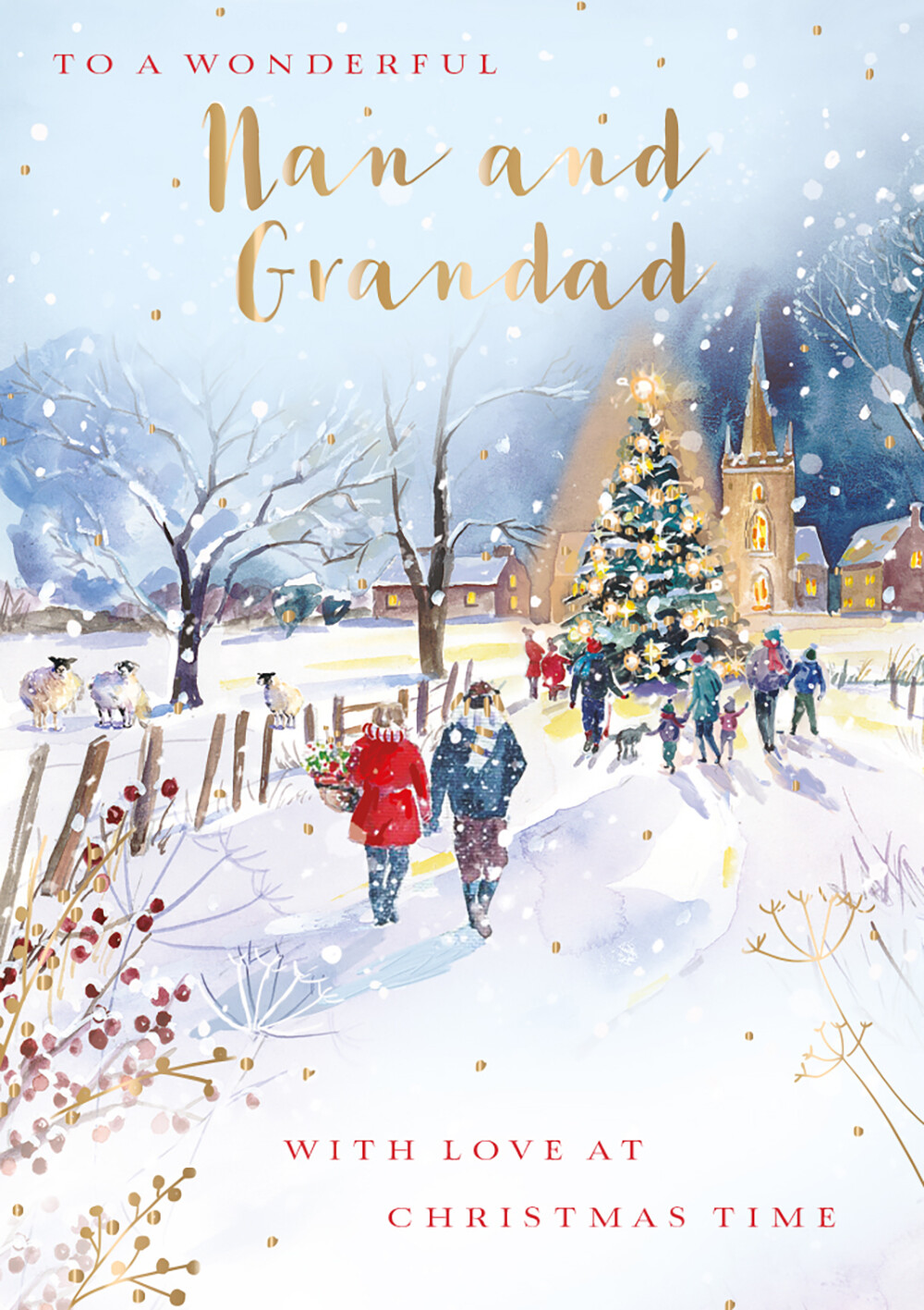To A Wonderful Nan & Grandad With Love At Christmas Card Xmas Greeting Cards