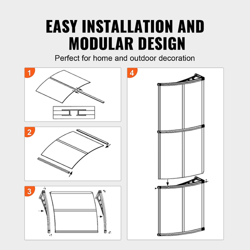 Front Door Canopy Porch Rain Protector Door and Window Awning Canopy 80" X 40" - Picture 4 of 14