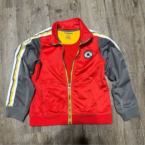 Converse 4T Full Zip Jacket Red Grey Sweater Lightweight Boys Toddler - Picture 4 of 5
