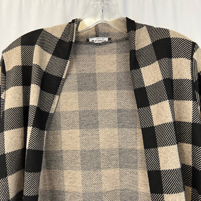 Bombom Womens Cardigan Sweater Black Buffalo Plaid Long Bombom Womens Cardigan Sweater Black Buffalo Plaid Long