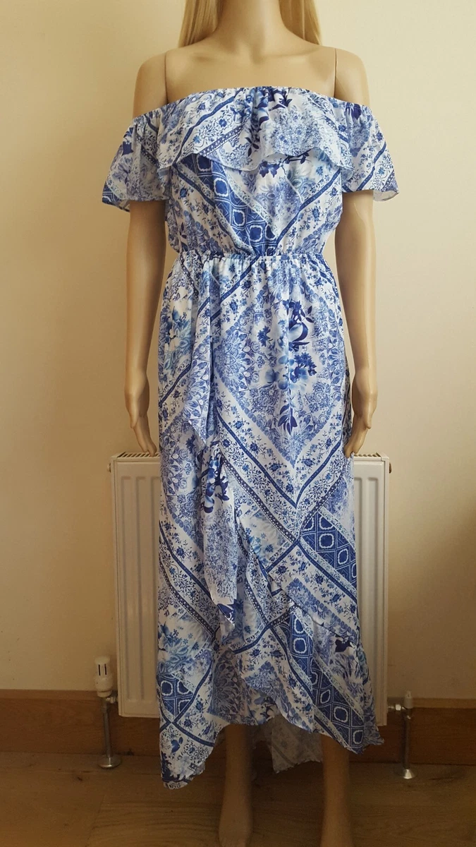 Lipsy bardot maxi dress with cheap ruffle wrap front