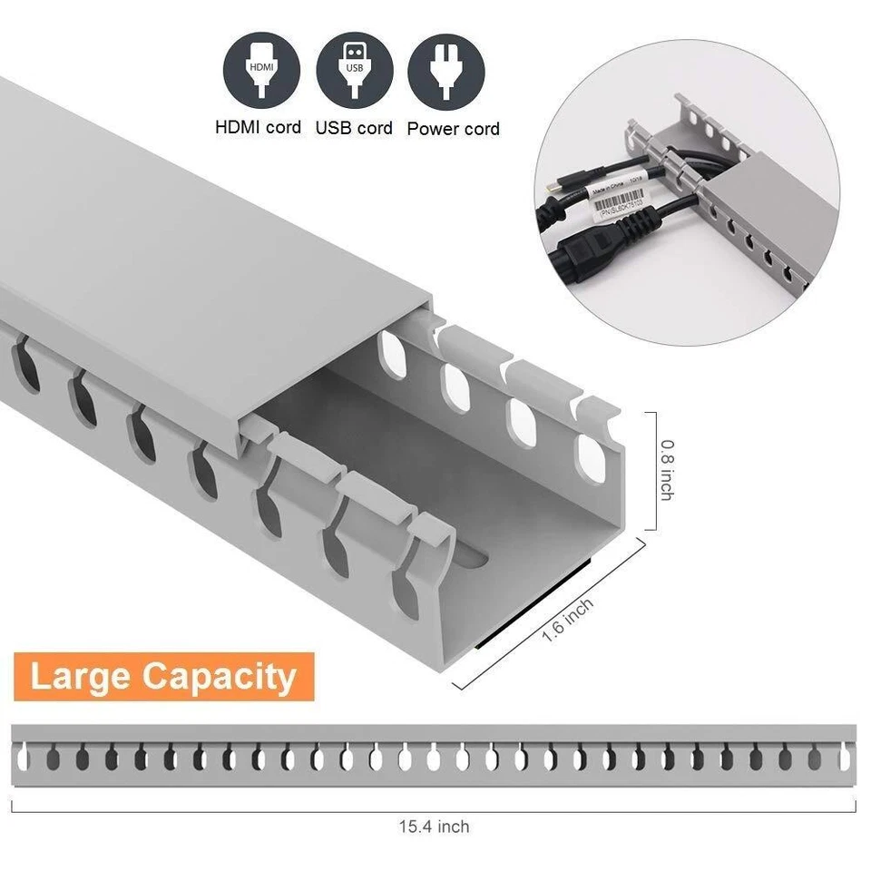 Kit de pista de rodadura de cable, conducto de cableado de ranura abierta de 138 pulgadas con cubierta de gestión de cables Foto 2 de 4