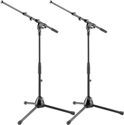 K&M 259-2-K 2x Low-Level Microphone Stand with Boom Arm Bundle