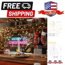 LED Acrylic Dry Erase Board with Light - 11.8"x7.9" Glow Message Board, USB P...