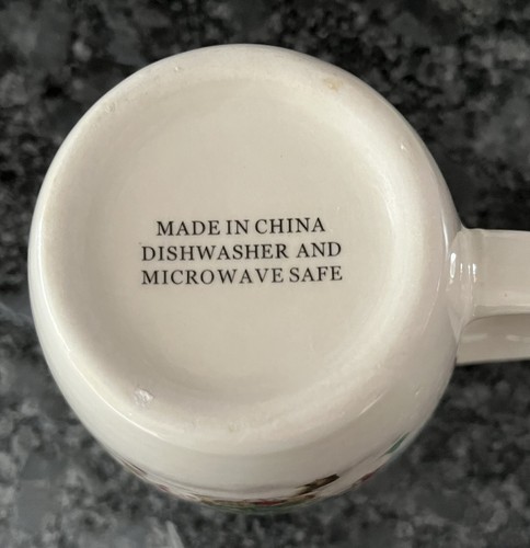 2 Christmas Tree Snowman Hot Chocolate Coffee Mugs China Red Band Holly Border - Picture 5 of 5