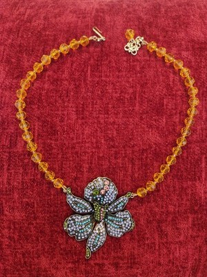 Heidi Daus Stunning Orchid Necklace SIGNED