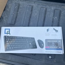 USB Wired Keyboard Optical Mouse Bundle Plug Play 1000 DPI Black