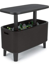 Keter Bevy Bar 60L Litre Rattan Cool Box Drinks Cooler Party Garden Table Grey