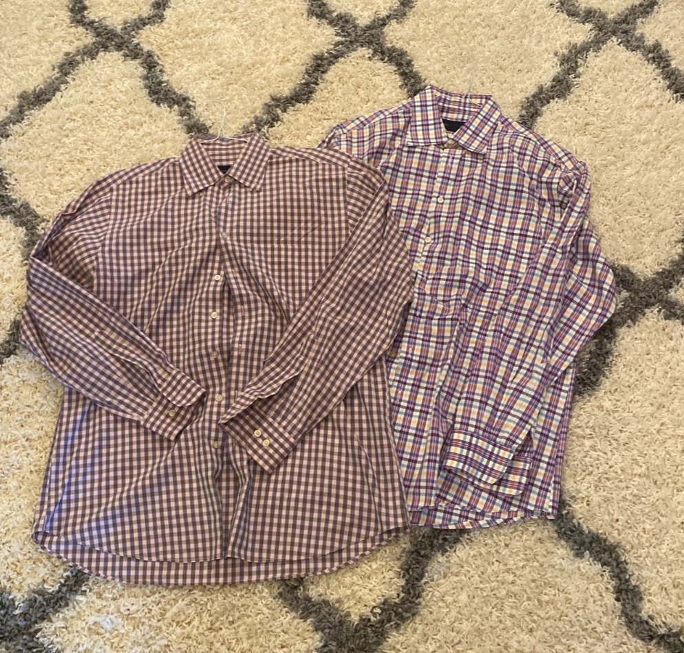 2 Scott Barber Checkered Button Up Long Sleeve Shirts Size Large