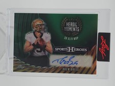 DREW BREES 2026 LEAF SPORTS HEROES HEROIC MOMENTS AUTO GREEN /7 #HM-DB1 Q3474