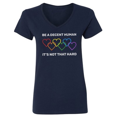 Spread Love And Respect Heart - Be A Decent Human Ladies' V-Neck Tshirt