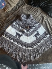 Womens Peruvian Alpaca Cape/Shawl Size M Brown. From Argentina Never Worn 1986