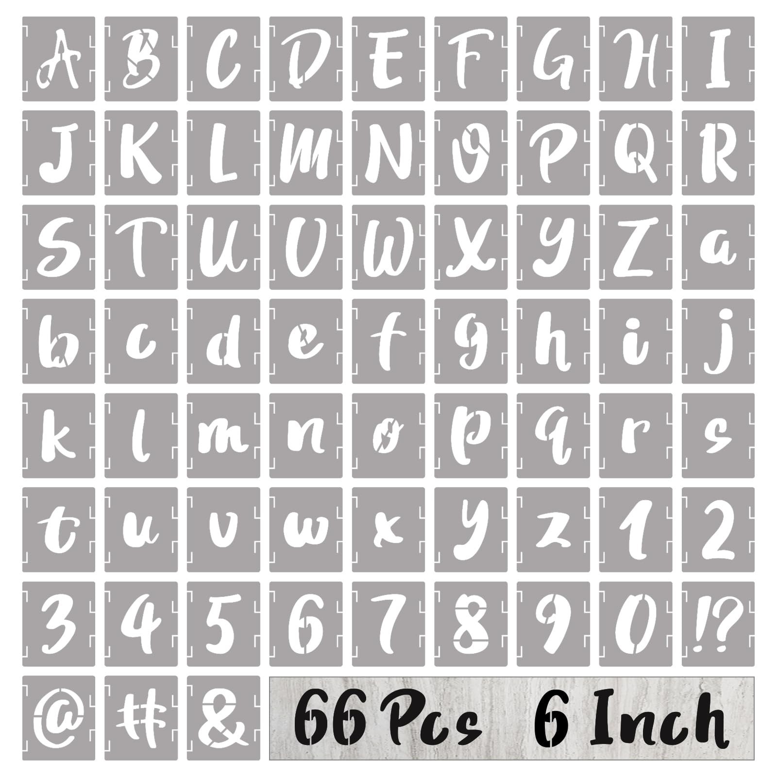 BAMIDELE 6 Inch Letter Stencils and Numbers, 66 Pcs Reusable Plastic Alphabet...