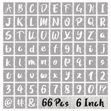 BAMIDELE 6 Inch Letter Stencils and Numbers, 66 Pcs Reusable Plastic Alphabet...