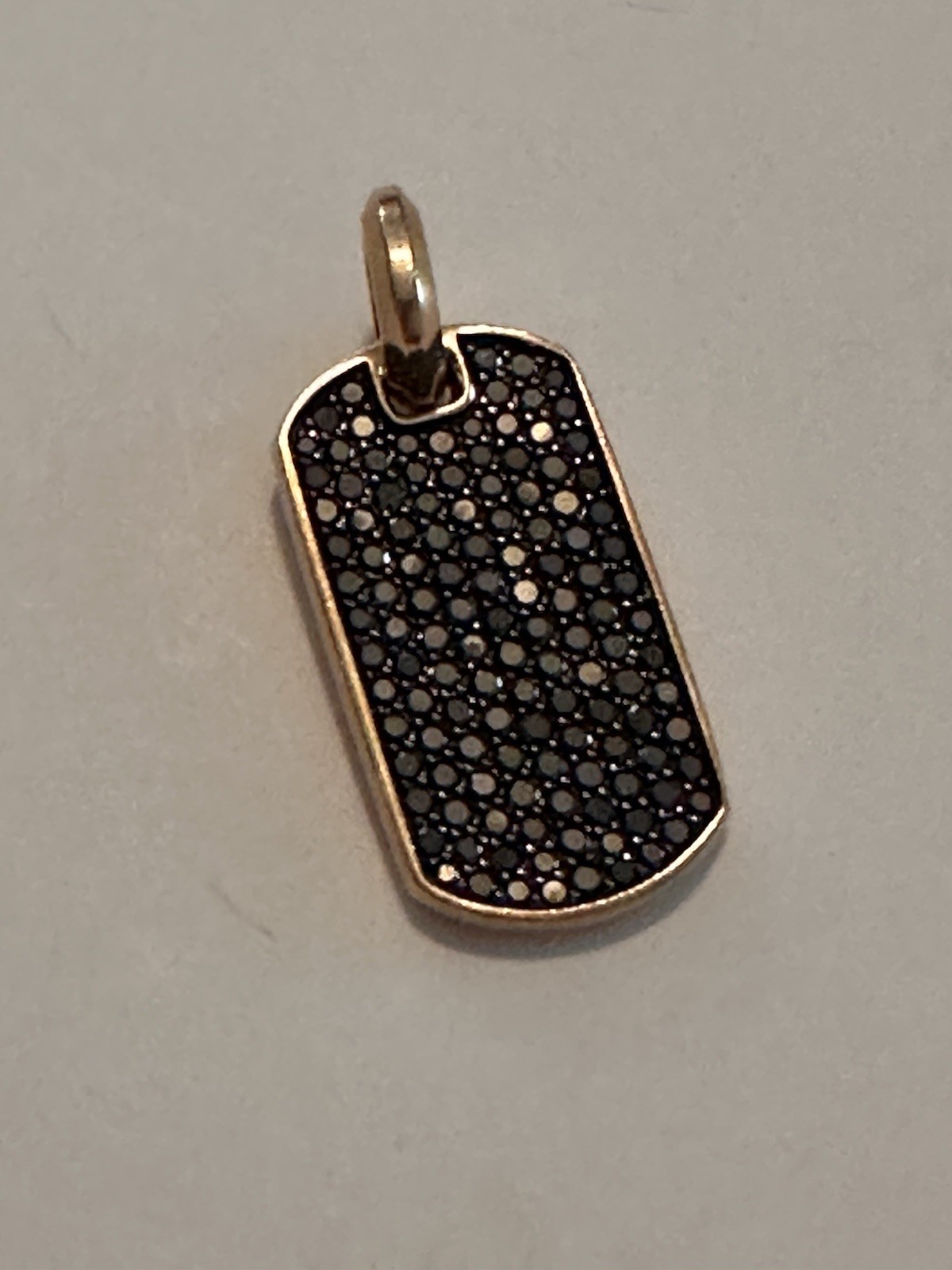 David Yurman 18k Rose Gold Black Diamond Tag Pendant 27mm