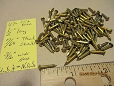 47--NICE VINTAGE 1/2" X #11, SOLID BRASS ESCUTCHEON PINS NAILS, ROUND DOME HEADS