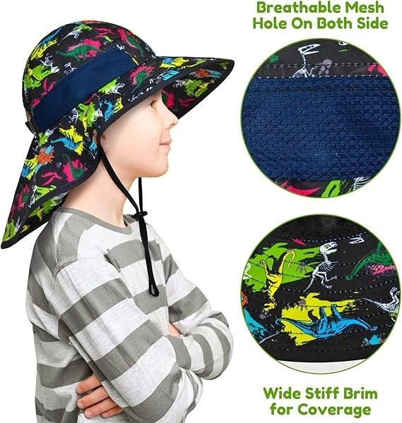 Sombrero para el sol de ala ancha para niños - UPF 50+ protección UV con correa ajustable para la barbilla Foto 4 de 4