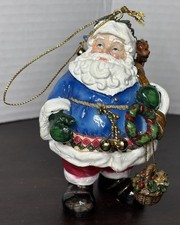 Santa Blue Christmas Decor 4  Hanging Shelf Sitter Dangling Accents High Quality