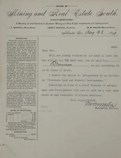 PERIODICAL / Office of / Mining and Real Estate South / Monthly Journal 1890