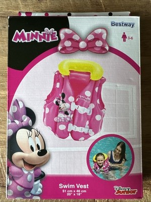 DISNEY MINNIE MOUSE ALTER 3-6 JAHRE ROSA AUFBLASBARE SCHWIMMWESTE SCHWIMMEN FLOAT NEU