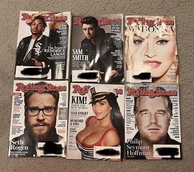 Rolling Stone Magazine Lot Of 6 - Seth Rogen Kim Kardashian Madonna Sam Smith