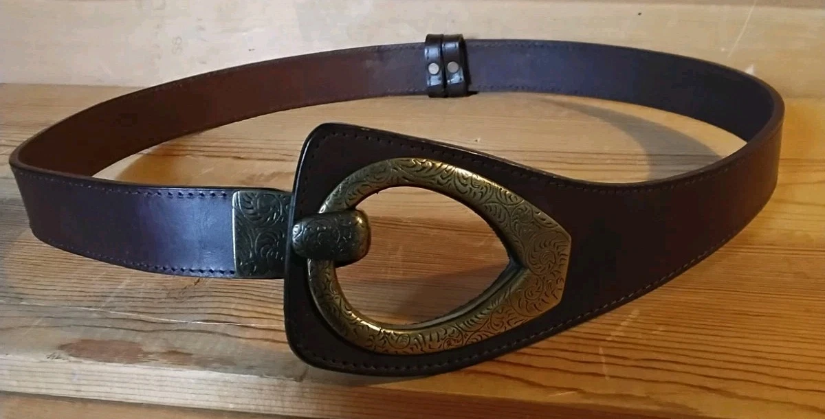 Coldwater Creek Woven Brown Leather Adjustable Belt Decorative Oval Buckle COLDWATER CREEK Belt Leather Brown Hook S/M | Mercari main image 4