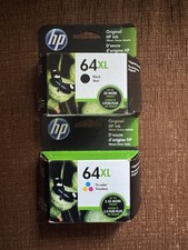 New, Genuine HP ink cartridges 64 XL Black And Tri- Color Expired 2023